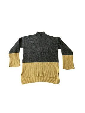 NWT Michael Kors Color Block Mock Neck Sweater Gray & Camel Small